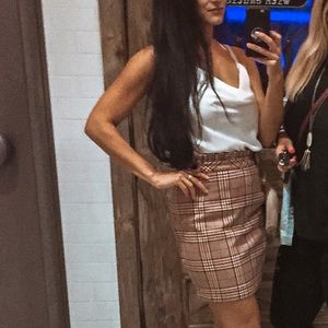 Red Plaid Ruffle Highwaisted Midthigh Skirt